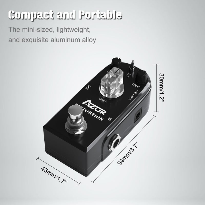 AZOR Distortion Guitar Effect Pedal 3 Modes Natural, Tight, Classic for Electric Guitar True Bypass AP-302 - Image 4